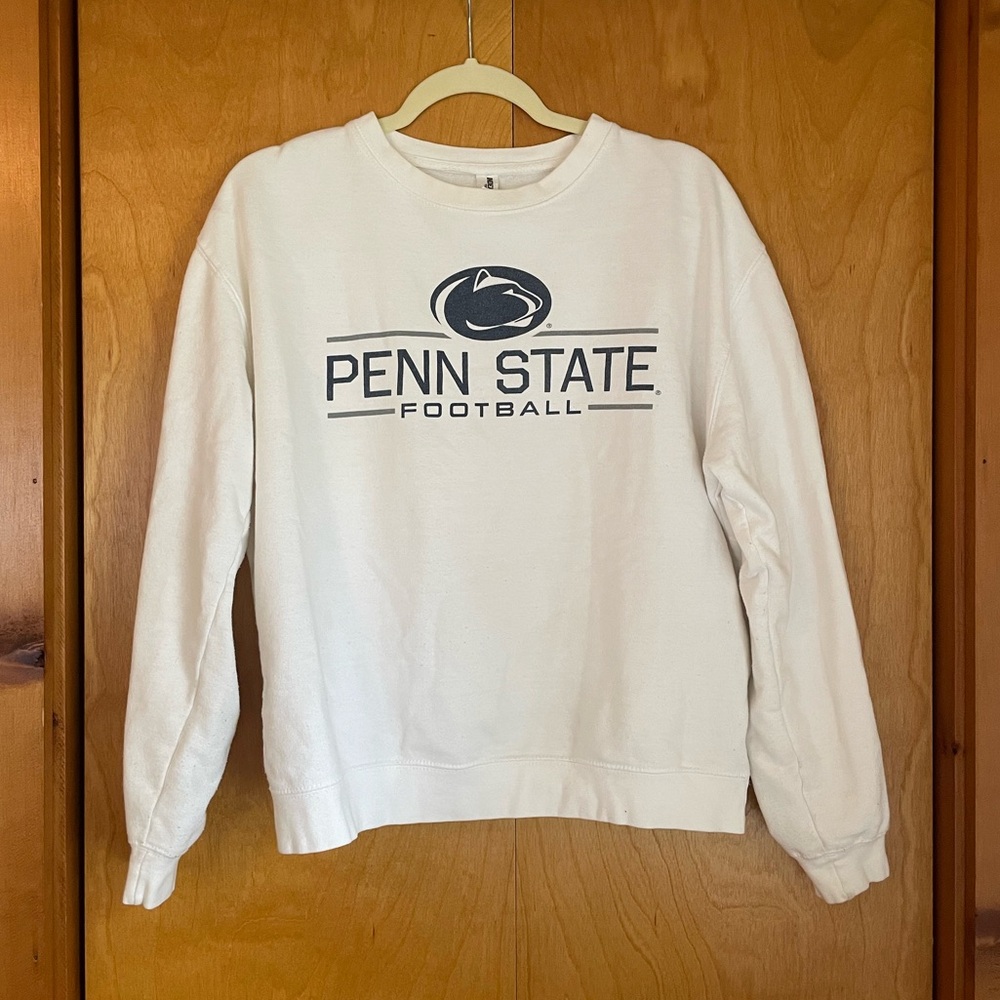 Thrifted Penn State Old Sweatshirt Crew Neck White Unisex Size M